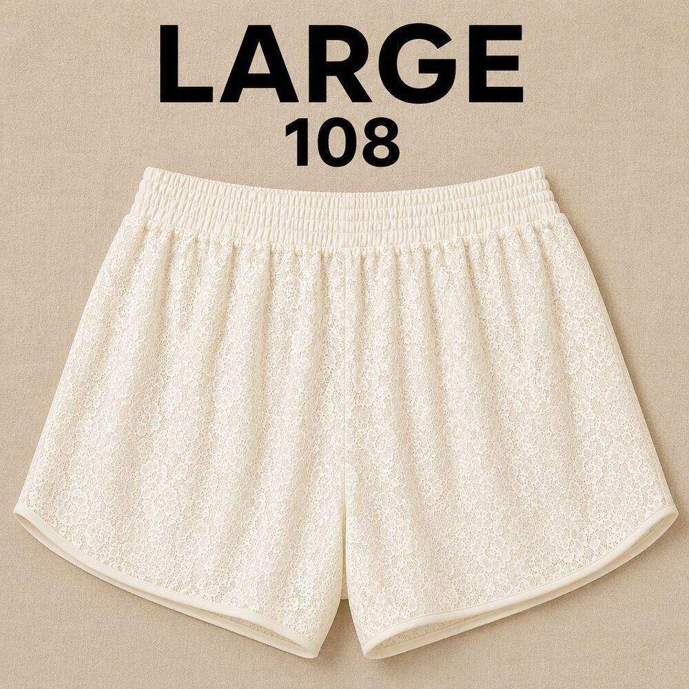 NWT Size Large No Boundaries Mid Rise Ivory Floral Lace Shorts or Coverup